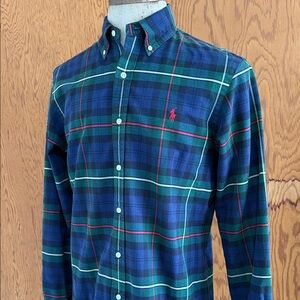 Polo by Ralph Lauren Men's Green and Blue Plaid Shirt